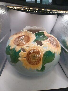 Franz Sunflower Porcelain Vase Signed